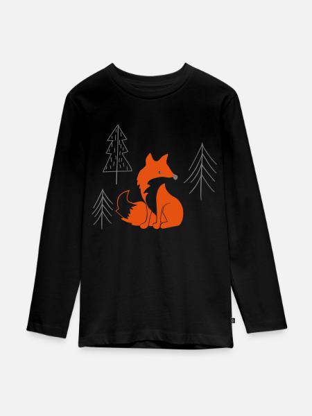 Fuchs im Wald - Teenager Premium Bio Langarmshirt - Schwarz