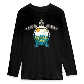 Ocean Sublimation - Teenager Premium Organic Long Sleeve Shirt - black - Front - AI Model Kid Female (0cm)