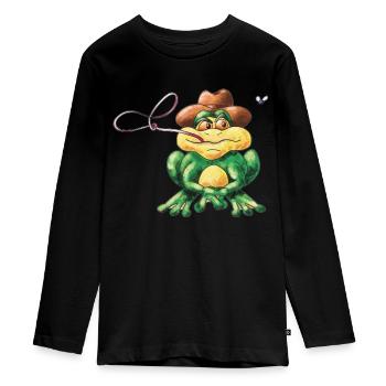Grenouille au lasso - T-shirt manches longues Premium Ado - noir - Devant - AI Model Kid Female (0cm)