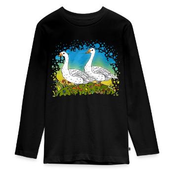 Oies - T-shirt manches longues Premium Ado - noir - Devant - AI Model Kid Female (0cm)