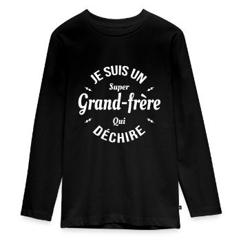 GRAND-FRÈRE QUI DÉCHIRE - T-shirt manches longues Premium Ado - noir - Devant - AI Model Kid Female (0cm)