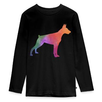 DOBERMAN bunt - Teenager Premium Bio Langarmshirt - Schwarz - Vorne - AI Model Kid Female (0cm)
