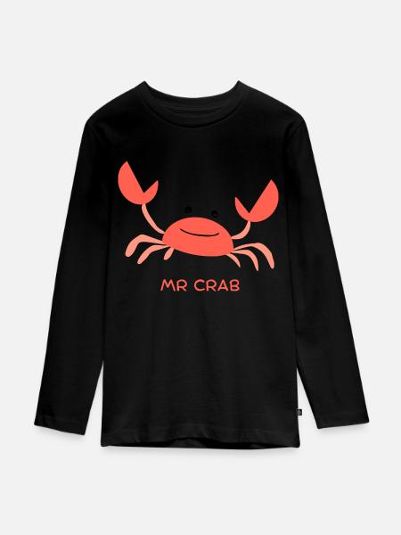 Mr Crab - Teenager Premium Bio Langarmshirt - Schwarz