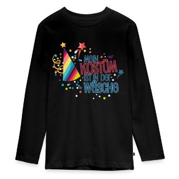 Mein Kostüm Wäsche - Teenager Premium Bio Langarmshirt - Schwarz - Vorne - AI Model Kid Female (0cm)