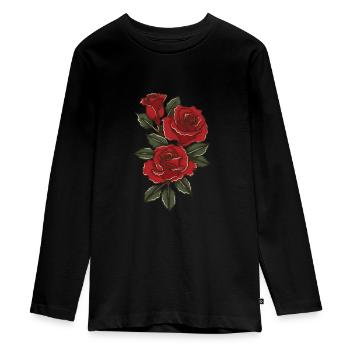 Rote Rosen - Teenager Premium Bio Langarmshirt - Schwarz - Vorne - AI Model Kid Female (0cm)