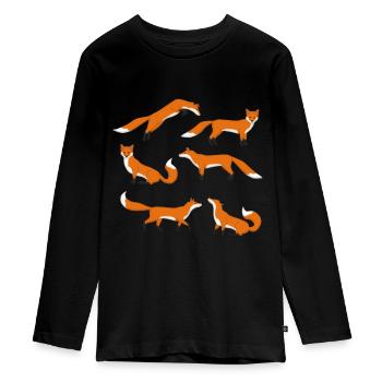 Red Fox selection - Teenager Premium Organic Long Sleeve Shirt - black - Front - AI Model Kid Female (0cm)