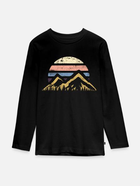 Mountain Sun - Teenager Premium Bio Langarmshirt - Schwarz