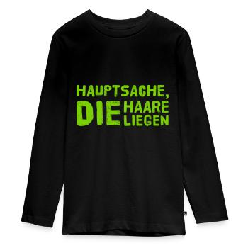 die Frisur ist alles - Teenager Premium Bio Langarmshirt - Schwarz - Vorne - AI Model Kid Female (0cm)