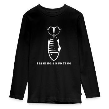 Fisch fischen - Teenager Premium Bio Langarmshirt - Schwarz - Vorne - AI Model Kid Female (0cm)