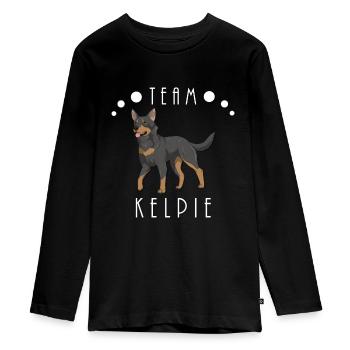 Team Kelpie - Black and Tan - Teenager Premium Organic Long Sleeve Shirt - black - Front - AI Model Kid Female (0cm)