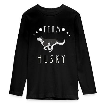 Team Husky - Black and White - Teenager Premium Organic Long Sleeve Shirt - black - Front - AI Model Kid Female (0cm)