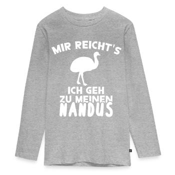 Nandu Besitzer Farm Reiten Laufvogel Geschenk - Teenager Premium Bio Langarmshirt - Grau meliert - Vorne