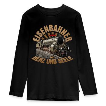Märklin Eisenbahner Mit Herz Und Seele - Teenager Premium Bio Langarmshirt - Schwarz - Vorne - AI Model Kid Female (0cm)