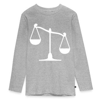 Waage - Teenager Premium Bio Langarmshirt - Grau meliert - Vorne