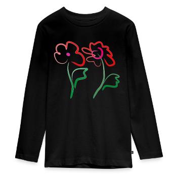 Blumen - Teenager Premium Bio Langarmshirt - Schwarz - Vorne - AI Model Kid Female (0cm)