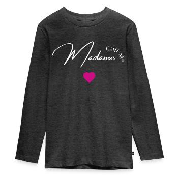 Call me madame - T-shirt manches longues Premium Ado - anthracite chiné - Devant - AI Model Kid Female (0cm)