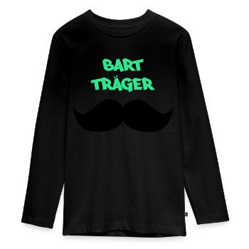 Beard Strap2 - Teenager Premium Organic Long Sleeve Shirt - black - Front - AI Model Kid Female (0cm)