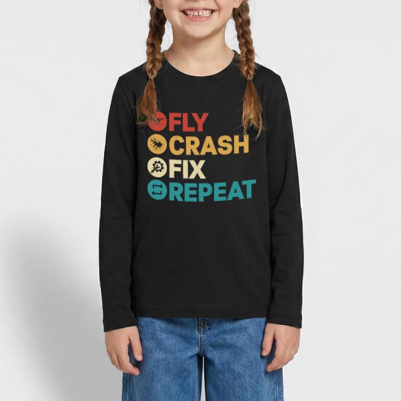 Fly Crash Fix Repeat Drone Pilot RC Flight Teenager Premium Bio Langarmshirt