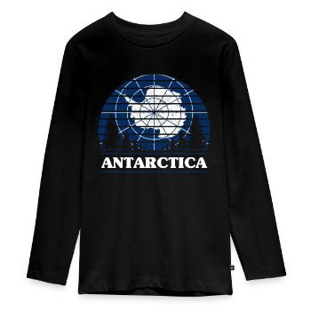 Antarctica Flag Peace Pride Politics Gift - Teenager Premium Organic Long Sleeve Shirt - black - Front - AI Model Kid Female (0cm)