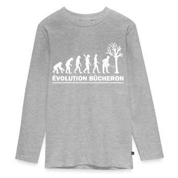 Évolution bûcheron - humour homme - T-shirt manches longues Premium Ado - gris chiné - Devant