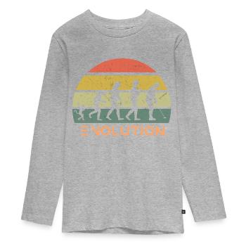 Retro Golf Evolution - Teenager Premium Bio Langarmshirt - Grau meliert - Vorne