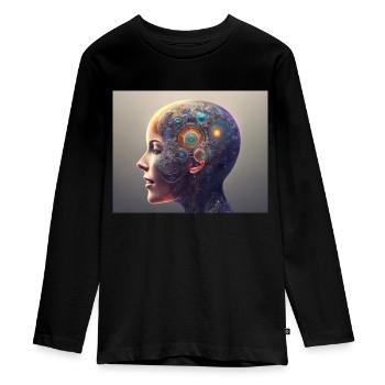 Tête mécanique - T-shirt manches longues Premium Ado - noir - Devant - AI Model Kid Female (0cm)