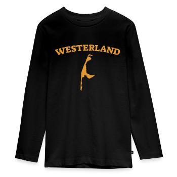 Westerland - Sylt - North Sea - Anchor - Seagull - Island - Teenager Premium Organic Long Sleeve Shirt - black - Front - AI Model Kid Female (0cm)