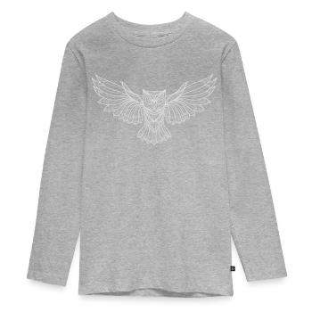Owl - Teenager Premium Organic Long Sleeve Shirt - heather grey - Front