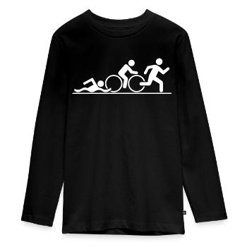 Triathlon Swim Bike Run - Teenager Premium Bio Langarmshirt - Schwarz - Vorne - AI Model Kid Female (0cm)