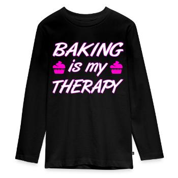 Bake - Teenager Premium Organic Long Sleeve Shirt - black - Front - AI Model Kid Female (0cm)