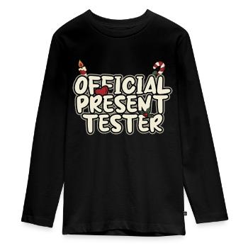 Christmas Present Tester - Santa - Teenager Premium Organic Long Sleeve Shirt - black - Front - AI Model Kid Female (0cm)