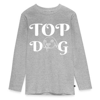 TOP DOG - Teenager Premium Organic Long Sleeve Shirt - heather grey - Front