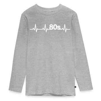 80er Herzschlag - Teenager Premium Bio Langarmshirt - Grau meliert - Vorne