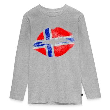 Kiss (Norvège) - T-shirt manches longues Premium Ado - gris chiné - Devant