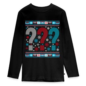 Die Drei ??? Ugly Xmas Christmas - Teenager Premium Bio Langarmshirt - Schwarz - Vorne - AI Model Kid Female (0cm)