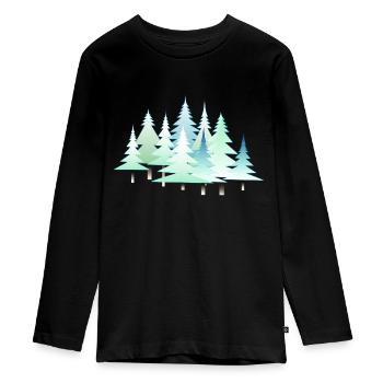 Christmas Winter Firs Winter Landscape Forest - Teenager Premium Organic Long Sleeve Shirt - black - Front - AI Model Kid Female (0cm)
