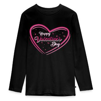 Happy Valentines Day - Teenager Premium Bio Langarmshirt - Schwarz - Vorne - AI Model Kid Female (0cm)