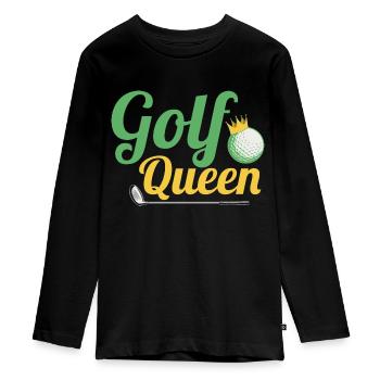 Golf Queen Par Tee Golfing - Teenager Premium Bio Langarmshirt - Schwarz - Vorne - AI Model Kid Female (0cm)