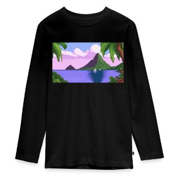 Piton ,St lucia - Pixel Art - Teenager Premium Organic Long Sleeve Shirt - black - Front - AI Model Kid Female (0cm)