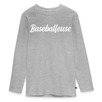 Baseballeuse - T-shirt manches longues Premium Ado - gris chiné - Devant