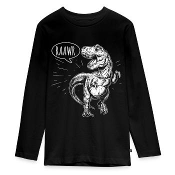 Dinosaurier - Teenager Premium Bio Langarmshirt - Schwarz - Vorne - AI Model Kid Female (0cm)