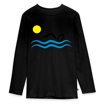natation - T-shirt manches longues Premium Ado - noir - Devant - AI Model Kid Female (0cm)