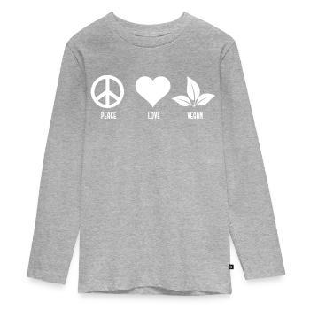Vegan Geschenksidee für Veganer - Teenager Premium Bio Langarmshirt - Grau meliert - Vorne