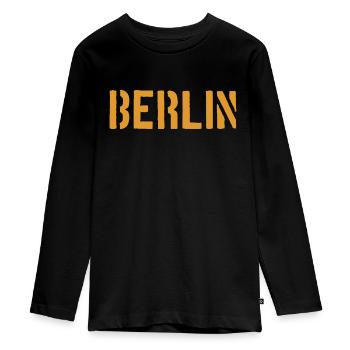 Slogan de Berlin - Porte de Brandebourg - Alexanderplatz - T-shirt manches longues Premium Ado - noir - Devant - AI Model Kid Female (0cm)