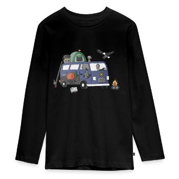 Wild and free Camper - Teenager Premium Organic Long Sleeve Shirt - black - Front - AI Model Kid Female (0cm)