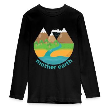 Jour de la Terre - T-shirt manches longues Premium Ado - noir - Devant - AI Model Kid Female (0cm)