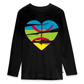 AMAZIGH - Teenager Premium Bio Langarmshirt - Schwarz - Vorne - AI Model Kid Female (0cm)