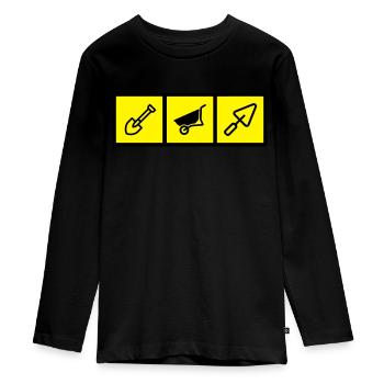 Maçon / Maçonnerie / Construction / Chantier - T-shirt manches longues Premium Ado - noir - Devant - AI Model Kid Female (0cm)