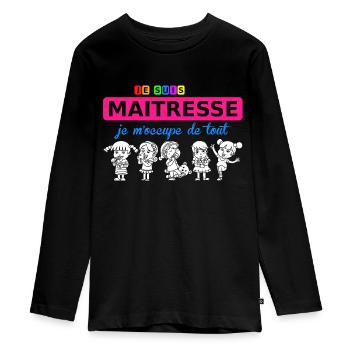 je suis maitresse - Teenager Premium Organic Long Sleeve Shirt - black - Front - AI Model Kid Female (0cm)