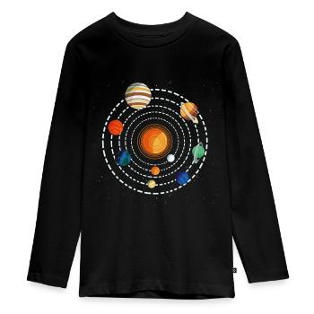 Solar system - Teenager Premium Organic Long Sleeve Shirt - black - Front - AI Model Kid Female (0cm)